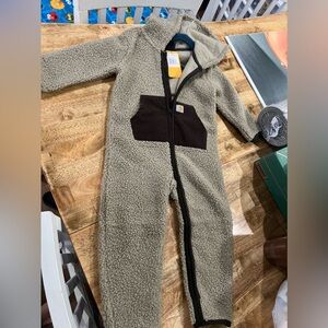 carhartt onesie zipup fleece. brown and tan nwt 24 months